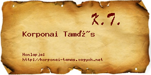 Korponai Tamás névjegykártya